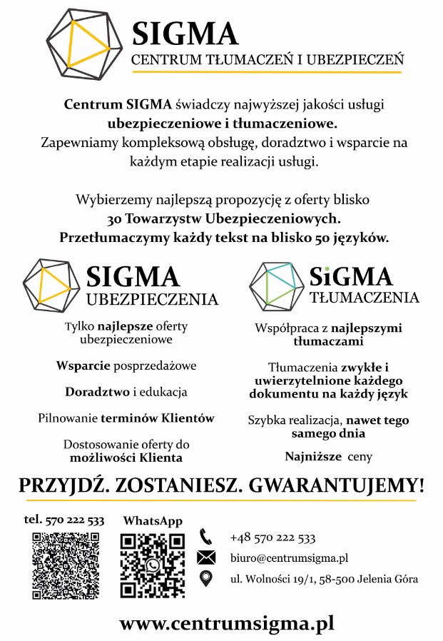 SIGMA Centrum Tłumaczeń i Ubezpieczeń - ubezpieczenia JELENIA GÓRA ubezpieczenia JELENIA GÓRA